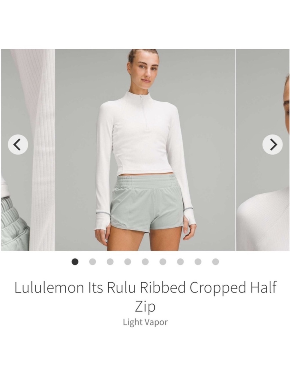 NWT Lululemon Its Rulu Run Cropped Half Zipped Ribbed Jacket in Light Vapor Sz 2